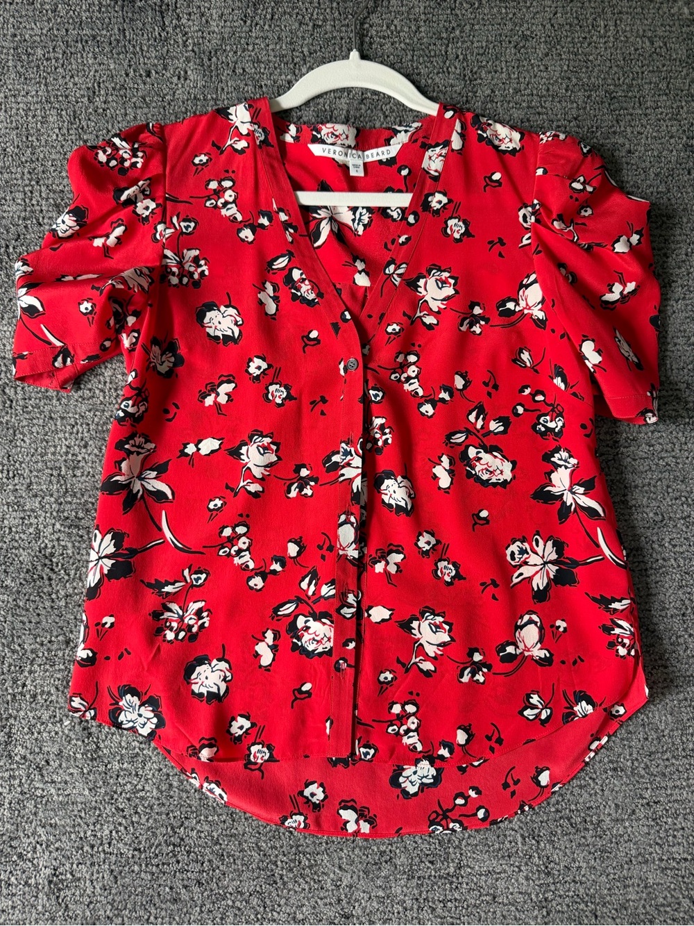 Veronica Beard Floral Puff Sleeve Blouse